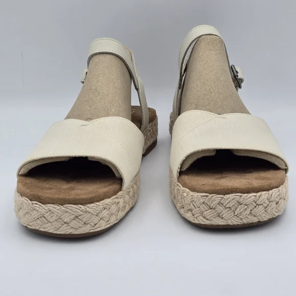 NWT TOMS Abby Flatform Espadrille Sandals, Leather Natural Woven , Women's 11 - Picture 4 of 16
